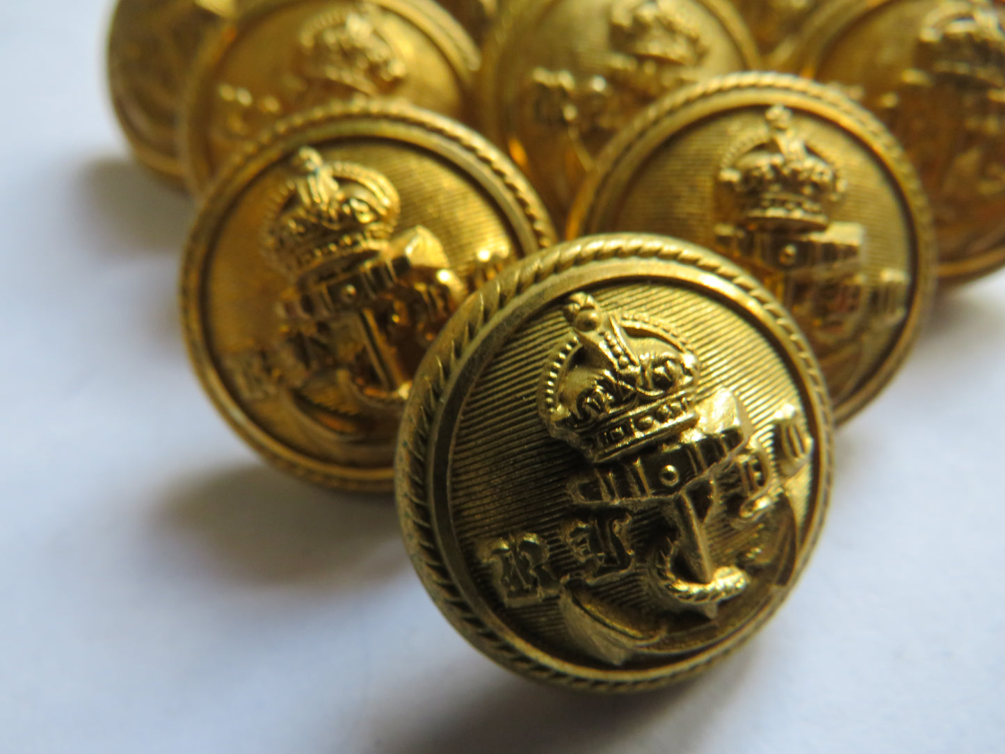 Antique Set of 10 Buttons Of Royal Navy Yacht Club By Firmin & Sons