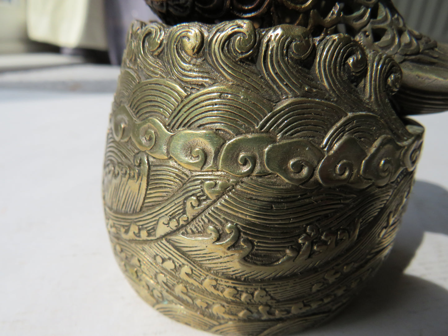 Vintage Chinese Silver Plated 2 Part Fish Incense Burner