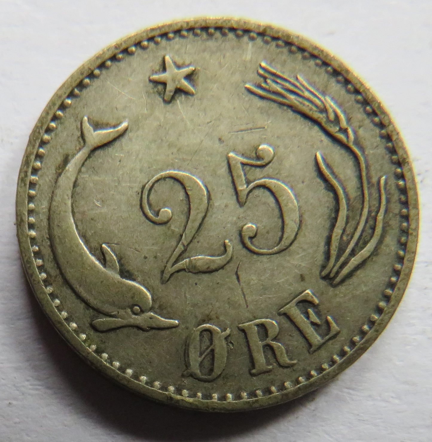 1905 Denmark Silver 25 Ore Coin