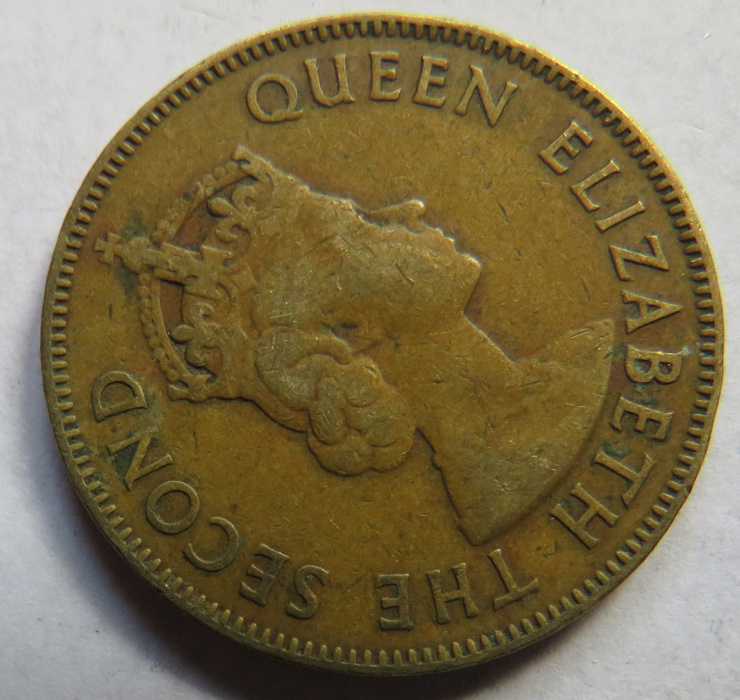1955 Queen Elizabeth II Jamaica One Penny Coin