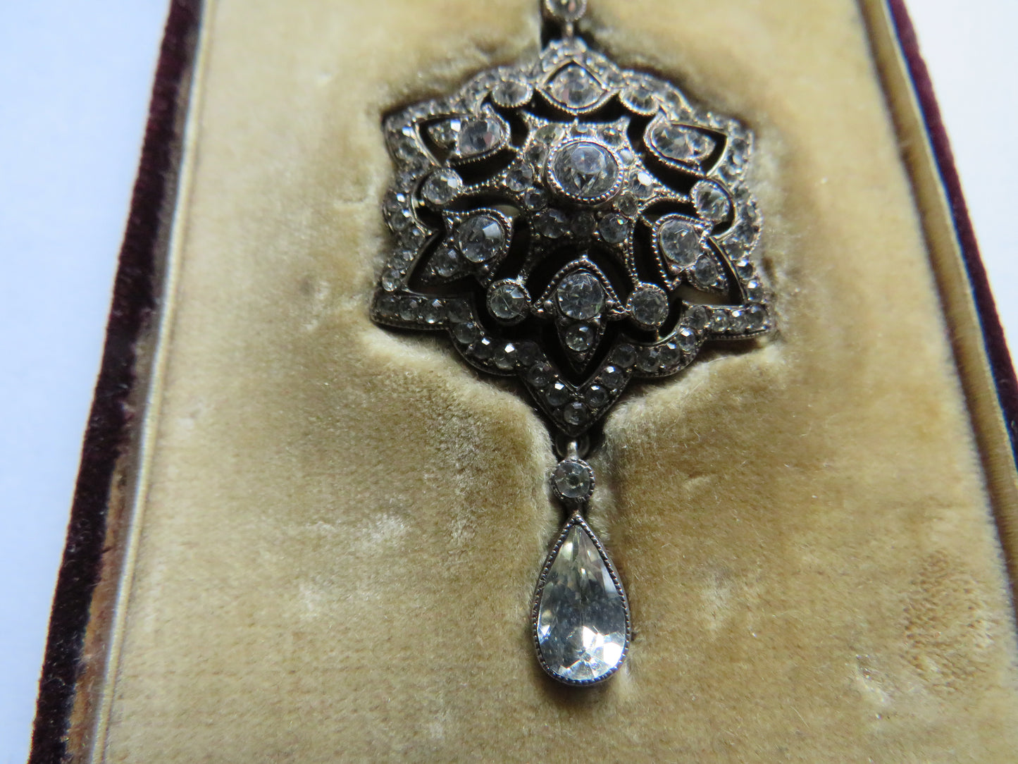 Antique Decorative Edwardian Pendant In Fitted Box Rock Crystal & Silver