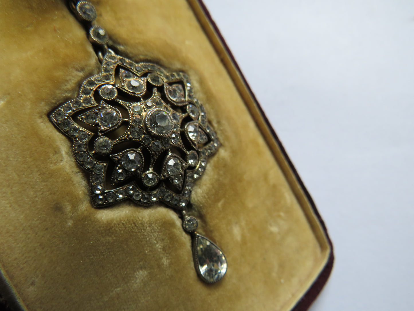 Antique Decorative Edwardian Pendant In Fitted Box Rock Crystal & Silver