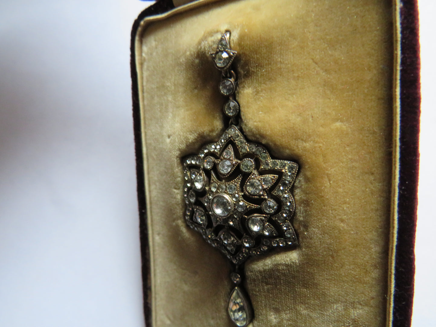 Antique Decorative Edwardian Pendant In Fitted Box Rock Crystal & Silver
