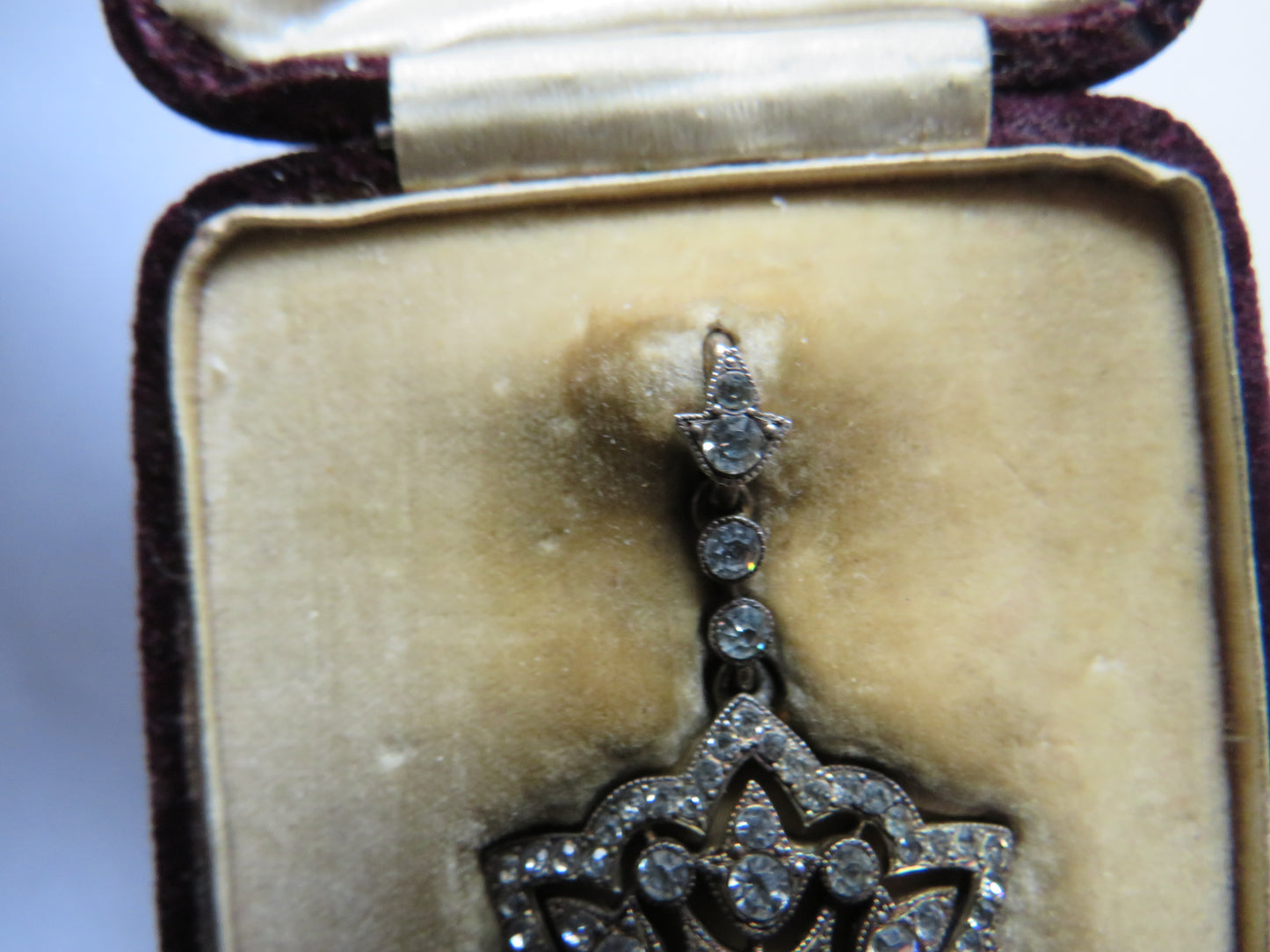 Antique Decorative Edwardian Pendant In Fitted Box Rock Crystal & Silver