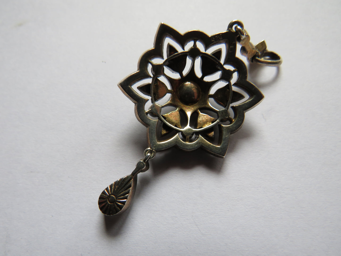 Antique Decorative Edwardian Pendant In Fitted Box Rock Crystal & Silver
