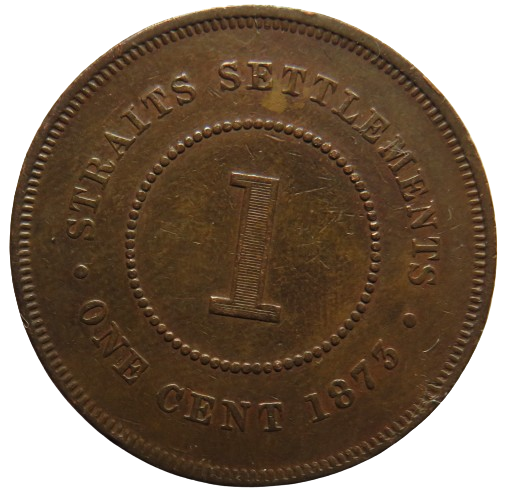 1873 Queen Victoria Straits Settlements One Cent Coin