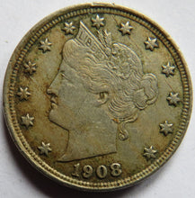 Load image into Gallery viewer, 1908 USA Liberty Head Five Cents / Nickel Coin

