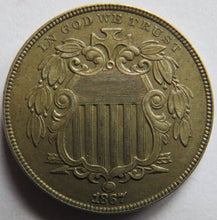 Load image into Gallery viewer, 1867 USA Shield Nickel / 5 Cents Coin In Excellent Condition
