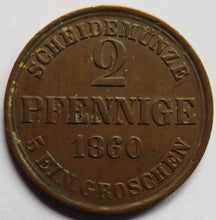 Load image into Gallery viewer, 1860 German States Brunswick-Wolfenbuttel  2 Pfennige Coin
