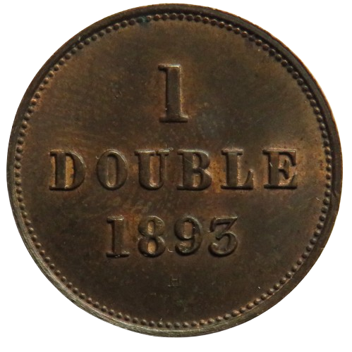 1893 Guernsey One Double Coin In Higher Grade
