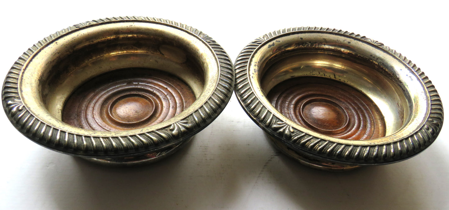 Pair of Vintage Silver Plated Wine Coasters By Apex