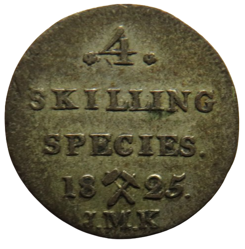 1825 Norway 4 Skilling Coin