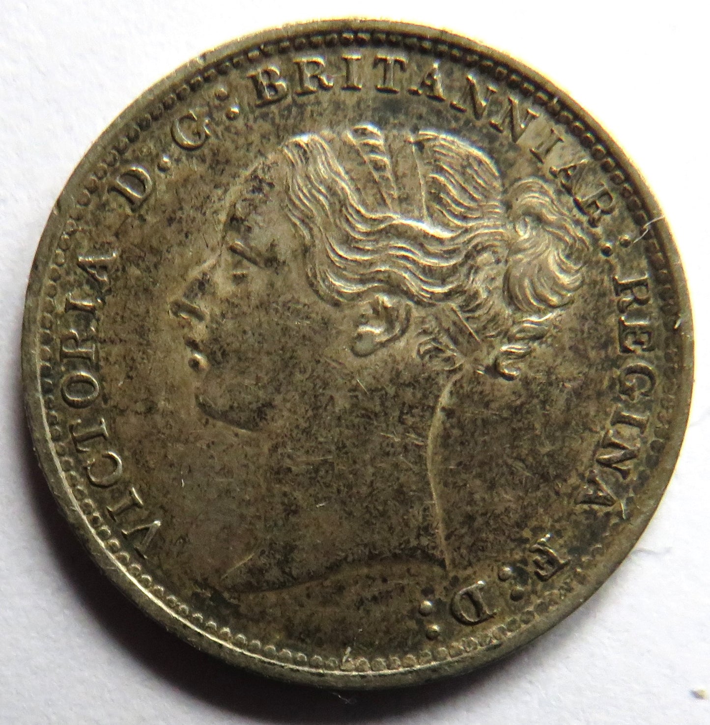 1887 Queen Victoria Young Head Silver Threepence Coin - High Grade