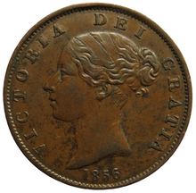 Load image into Gallery viewer, 1856 Queen Victoria Young Head Halfpenny Coin - Great Britain
