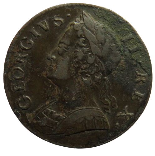 1746 King George II Halfpenny Coin - Great Britain