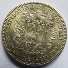 Load image into Gallery viewer, 1929 Venezuela Silver 5 Bolivares Coin In High Grade
