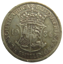 Load image into Gallery viewer, 1936 King George V South Africa Silver 2 1/2 Shillings Coin
