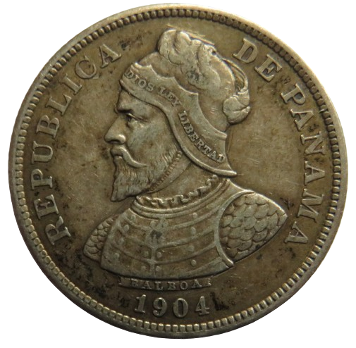 1904 Panama Silver 25 Centesimos Coin