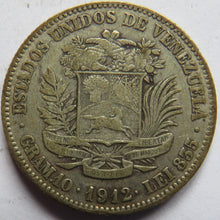Load image into Gallery viewer, 1912 Venezuela Silver 2 Bolivares Coin
