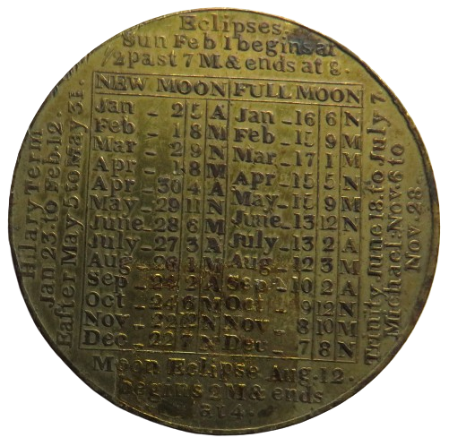 1813 A Calendar Sunday Figures Coin / Medal Calendar for 1813