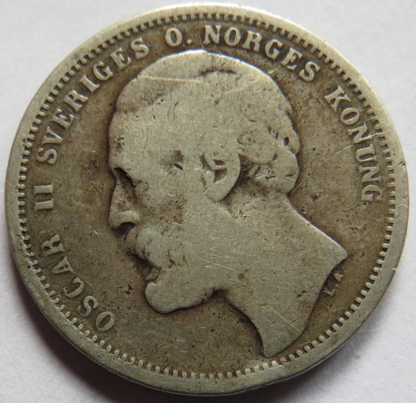 1875 Sweden Silver One Krona Coin