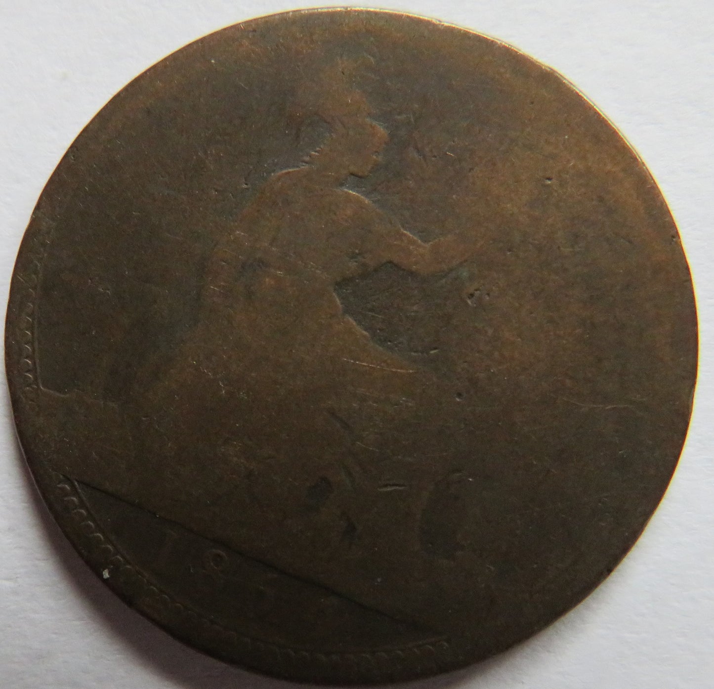 1864 Queen Victoria Bun Head One Penny Coin - Great Britain