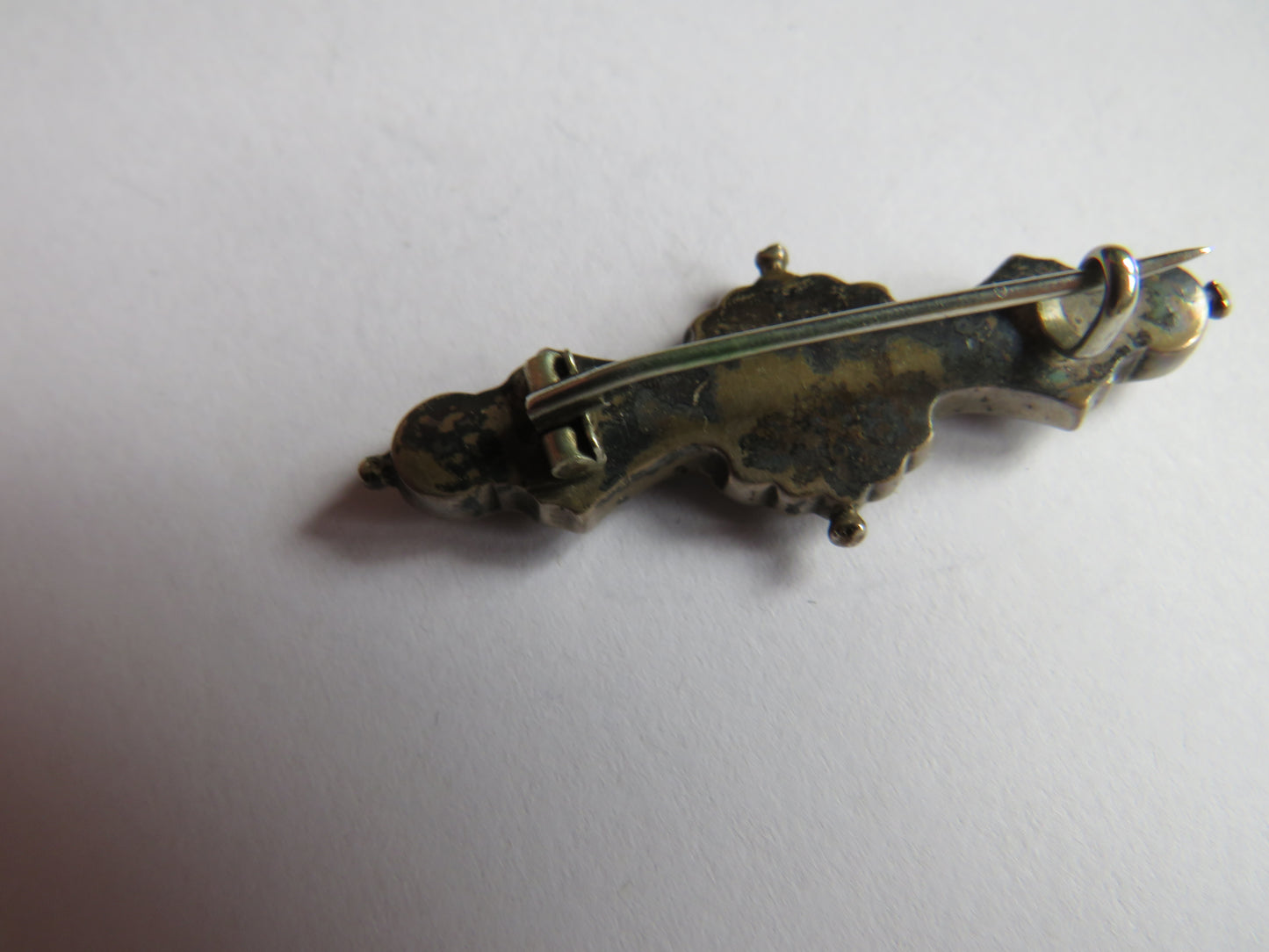 Antique Scottish White Metal & Agate Brooch