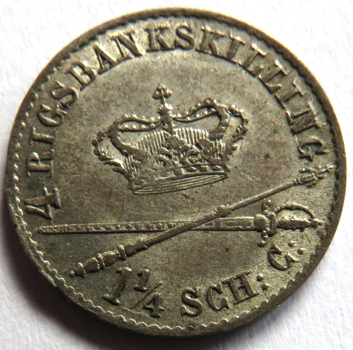 1841 Denmark 4 Rigsbankskilling Silver Coin In Higher Grade