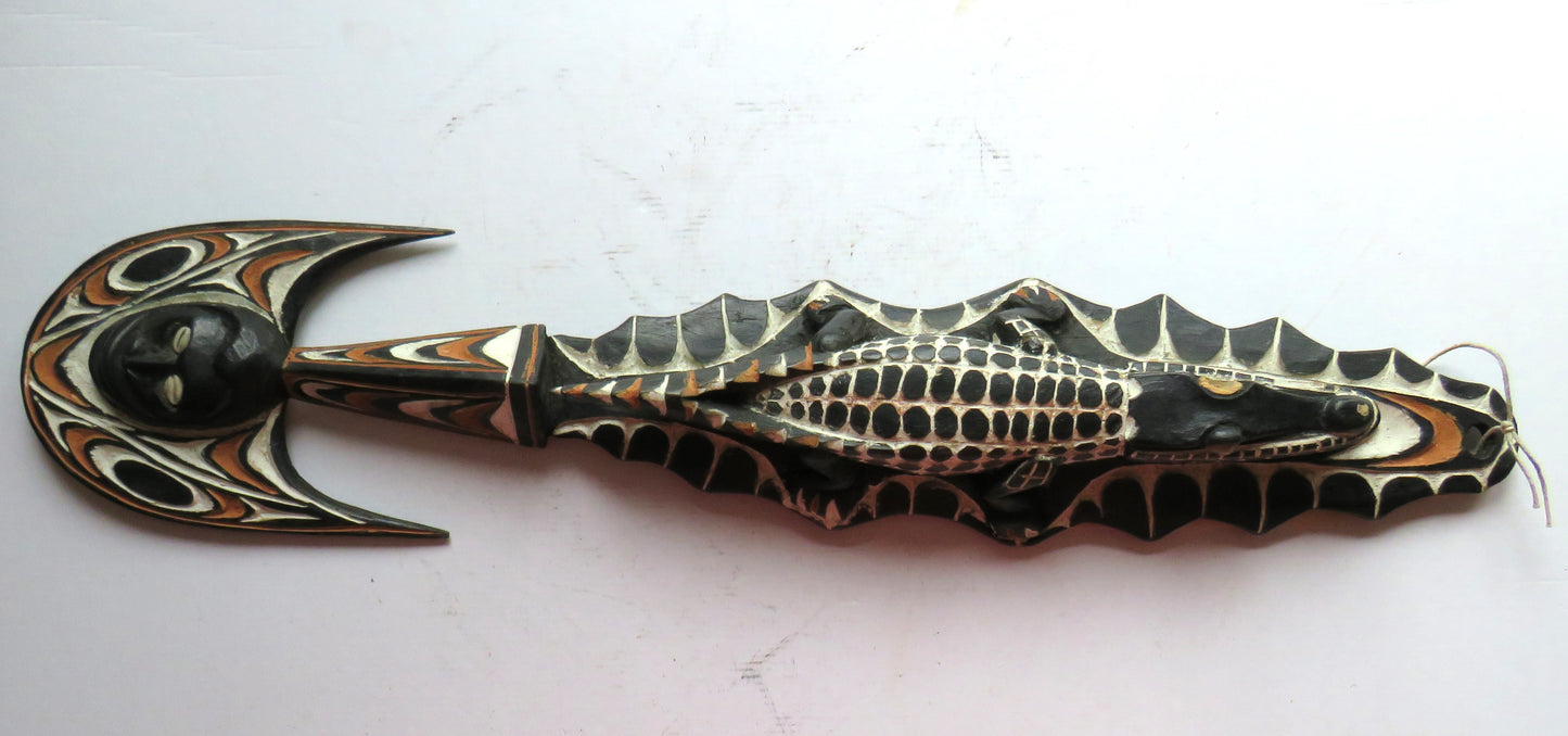 Vintage Papa New Guinea Carved Wooden Wall Art, Crocodile etc