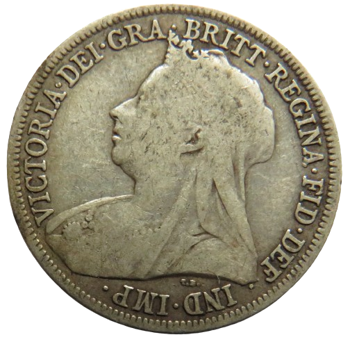1895 Queen Victoria Silver Shilling Coin - Great Britain