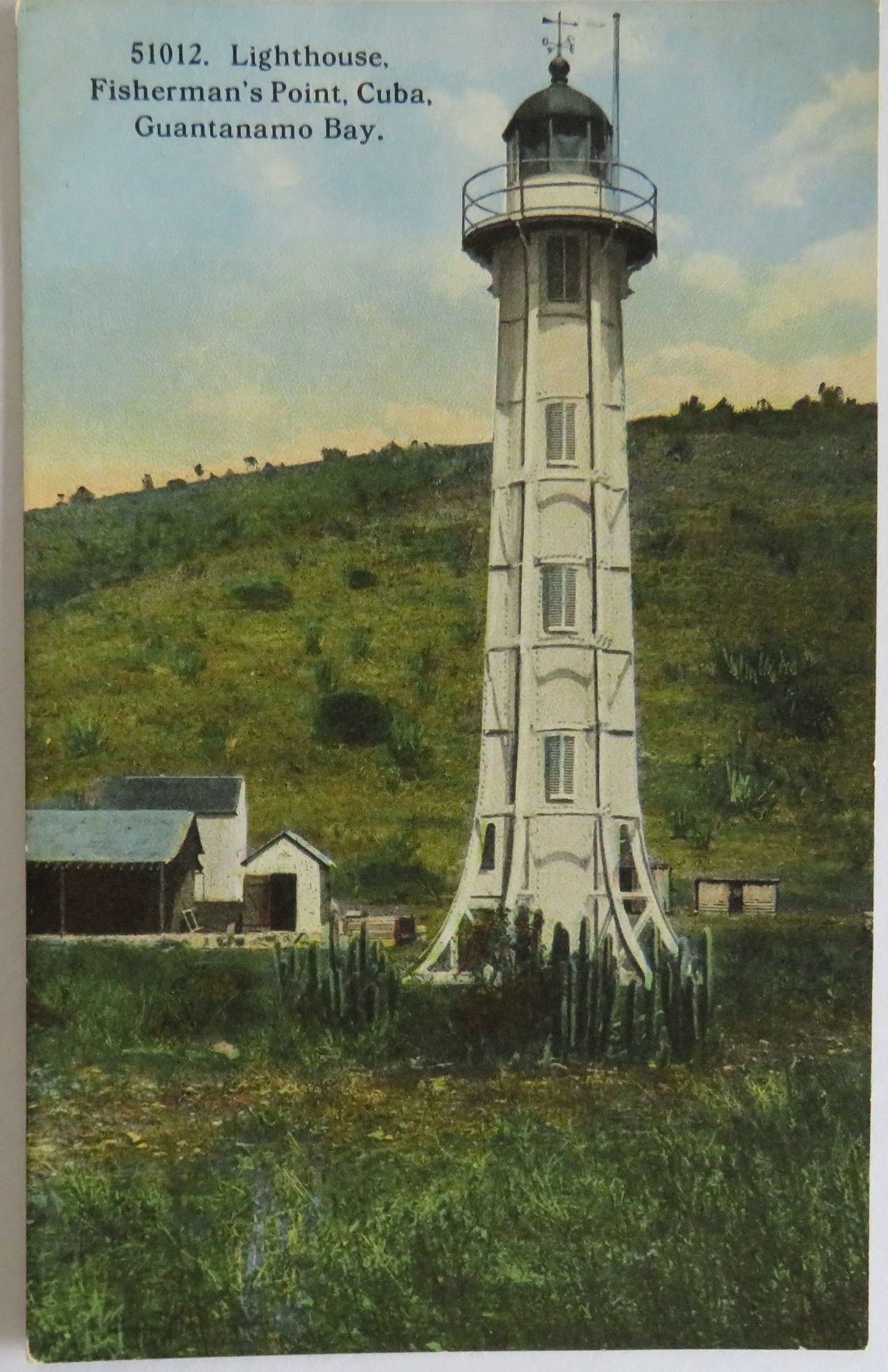Vintage Postcard of Lighthouse Fisherman's Point Cuba Guantanamo Bay