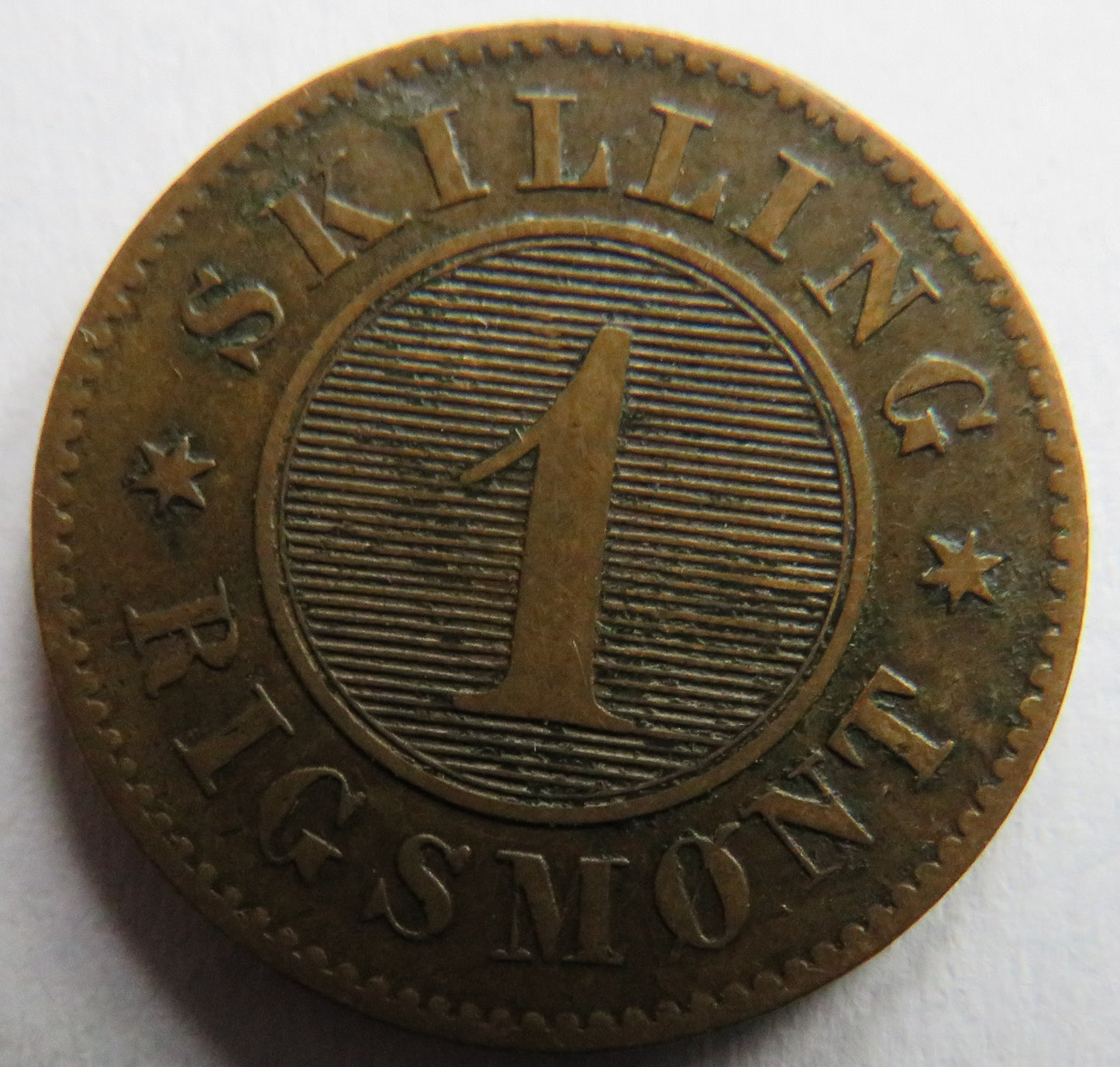 1856 Denmark 1 Skilling Rigsmont Coin