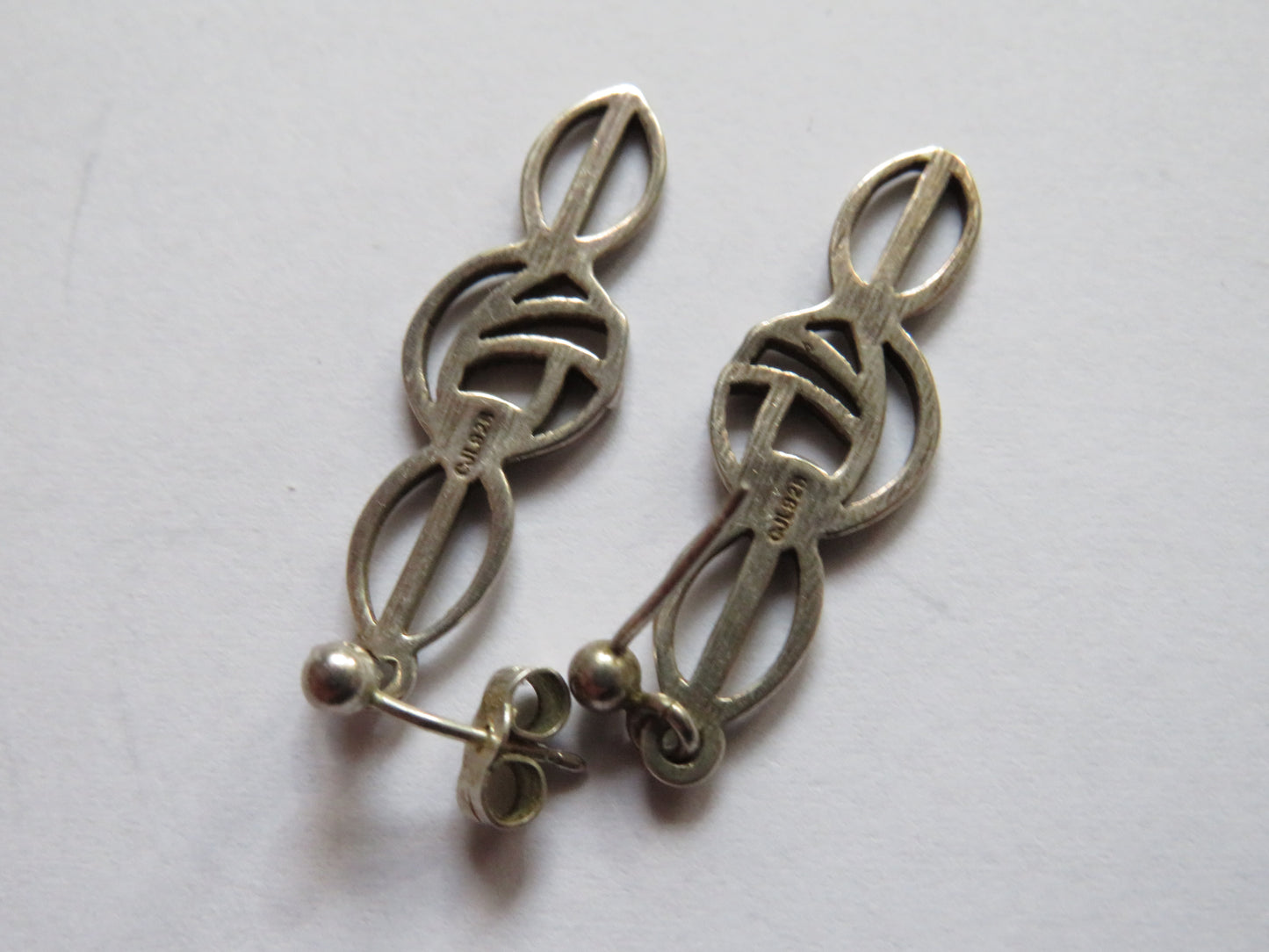 Ladies Sterling Silver Drop In Style of Charles Rennie Mackintosh By Carrick Jewellery