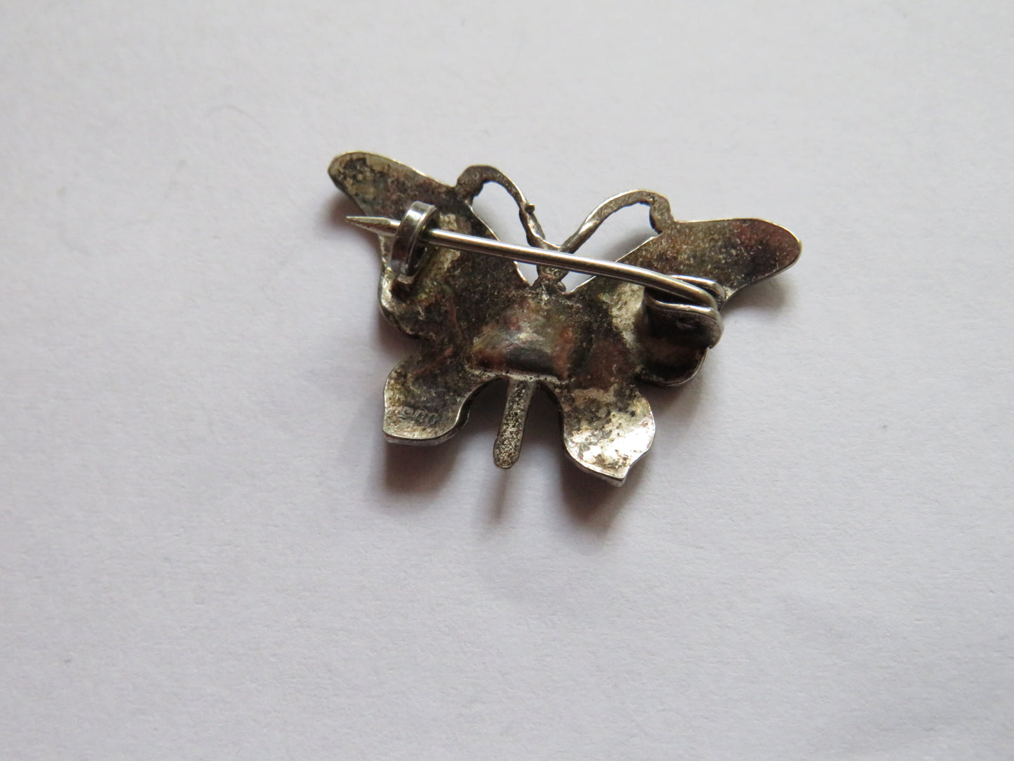 Vintage Continental .900 Silver Butterfly Brooch