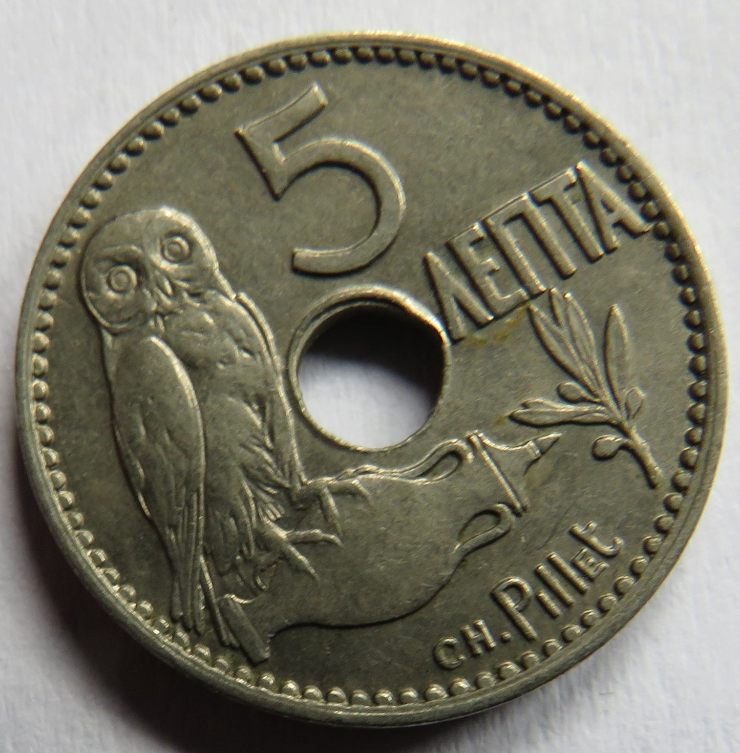 1912 Greece 5 Lepta Coin
