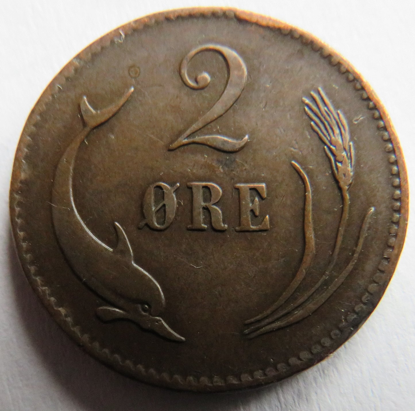 1883 Denmark 2 Ore Coin