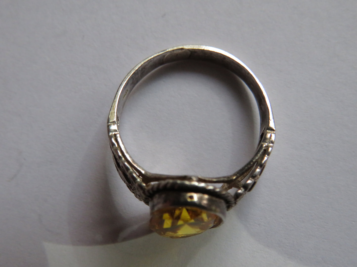 Vintage Sterling Silver & Orange Stone Ring UK Size - P