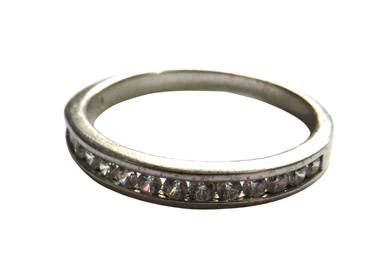 Ladies Sterling Silver & CZ Stone Ring - UK Size O