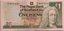 Load image into Gallery viewer, 1987 The Royal Bank of Scotland £1 One Pound Note

