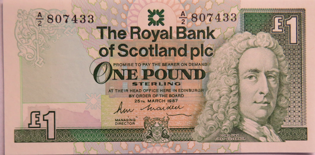 1987 The Royal Bank of Scotland £1 One Pound Note