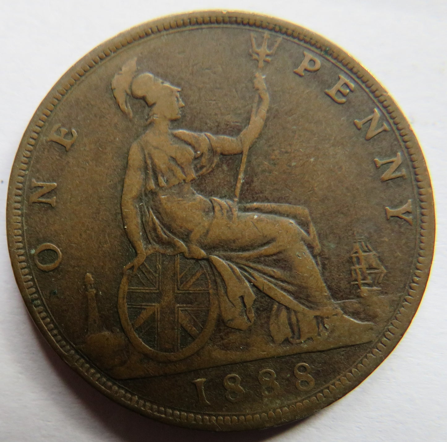 1888 Queen Victoria Bun Head One Penny Coin - Great Britain