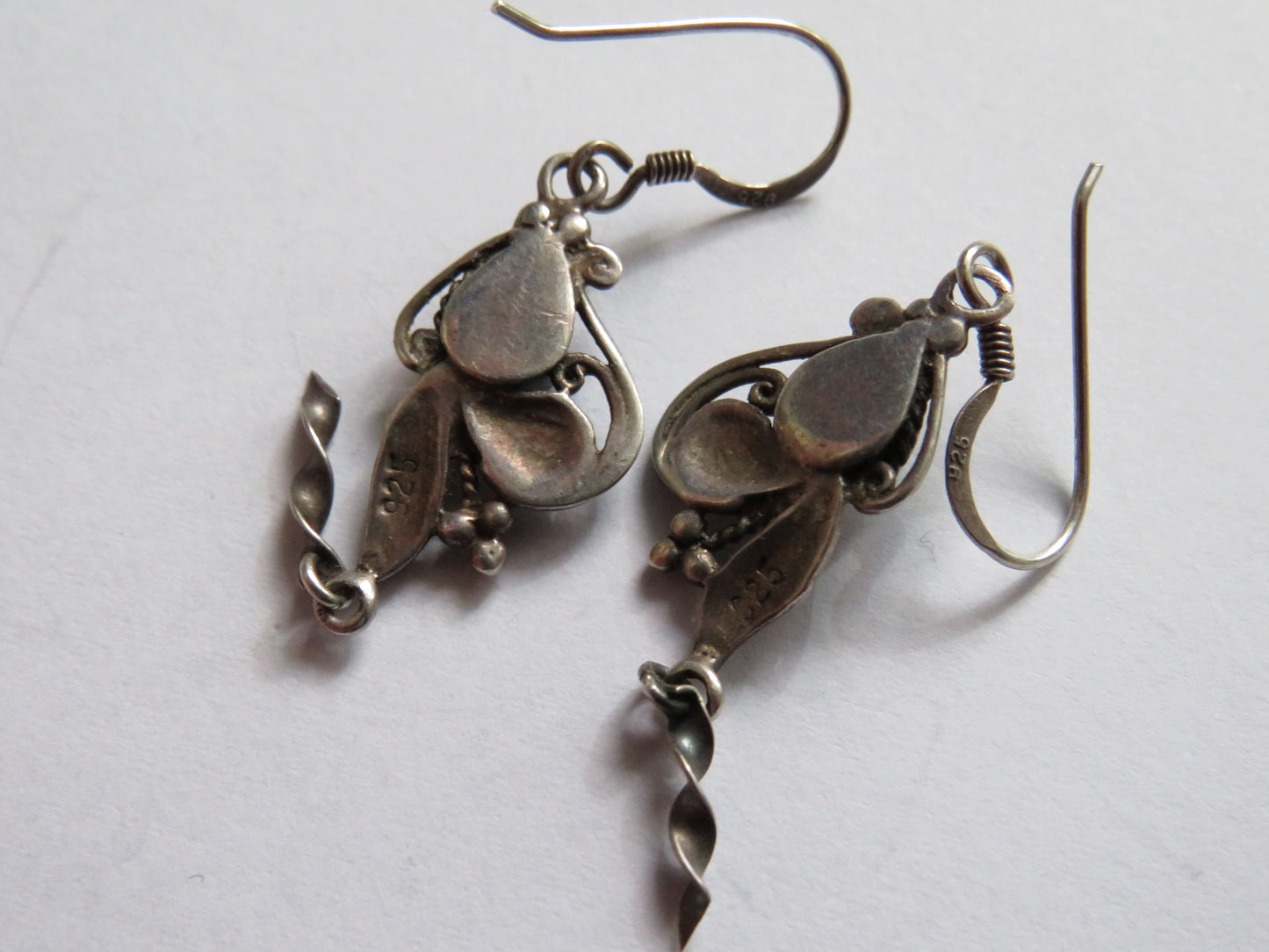 Vintage Pair of Sterling Silver & Mother of Pearl Drop Earrings