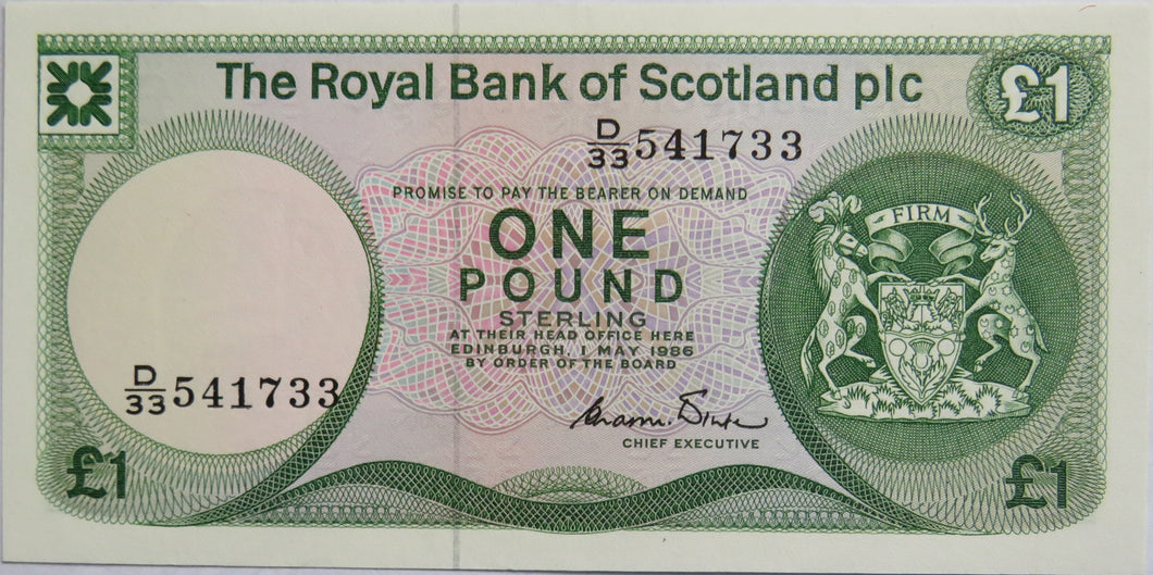1986 The Royal Bank of Scotland £1 One Pound Note