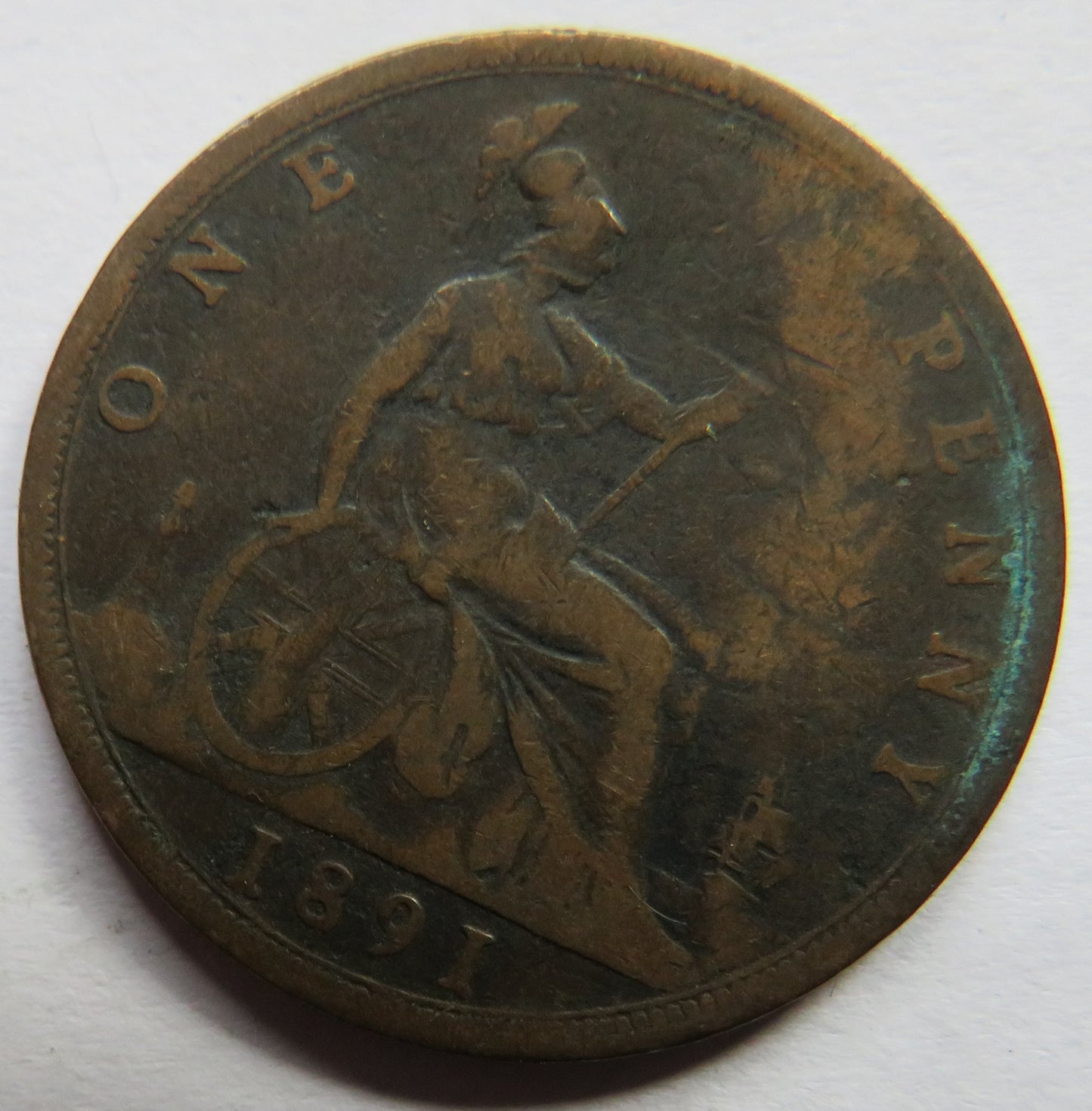 1891 Queen Victoria Bun Head One Penny Coin - Great Britain