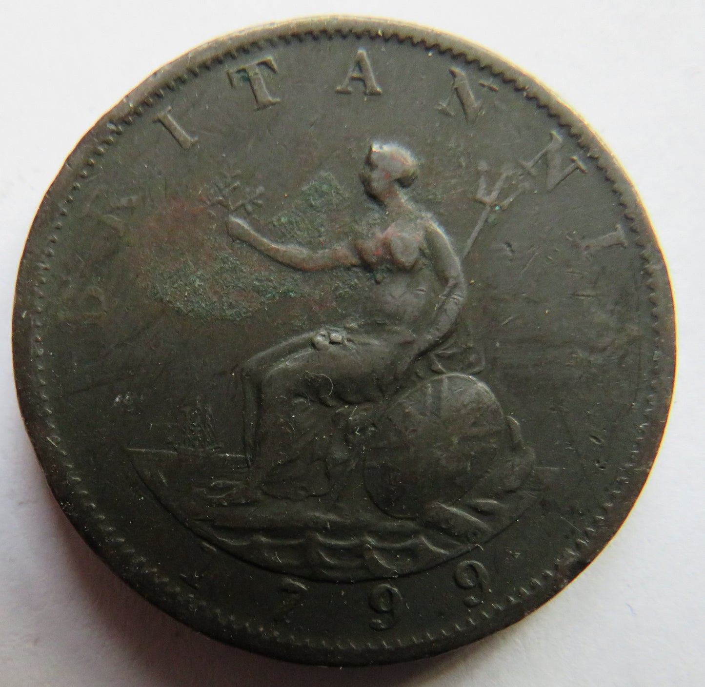 1799 King George III Halfpenny Coin - Great Britain