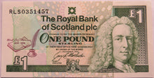 Load image into Gallery viewer, 1994 The Royal Bank of Scotland £1 Note Robert Louis Stevenson
