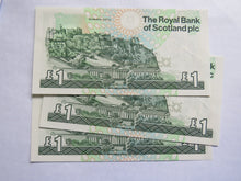 Load image into Gallery viewer, 3 x 1992 The Royal Bank of Scotland £1 Notes Consecutive European Summit&nbsp;
