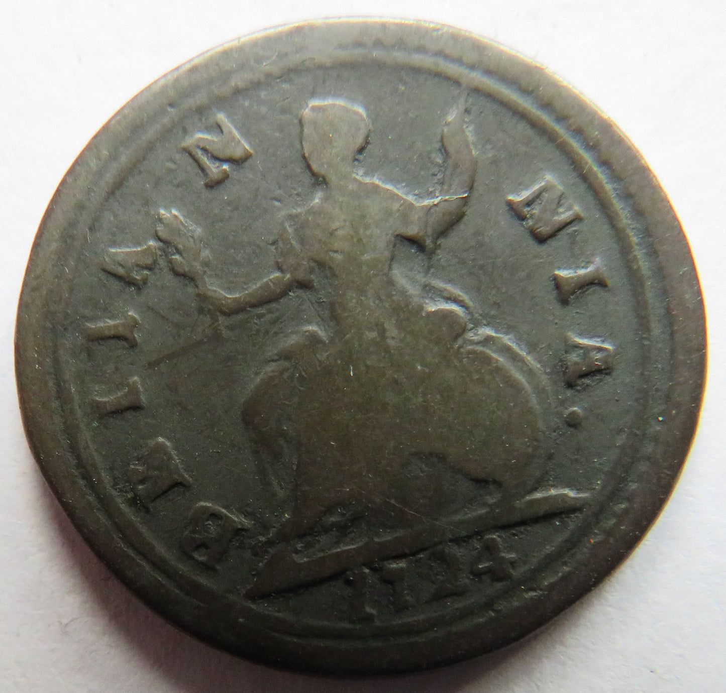 1724 King George I Farthing Coin - Great Britain