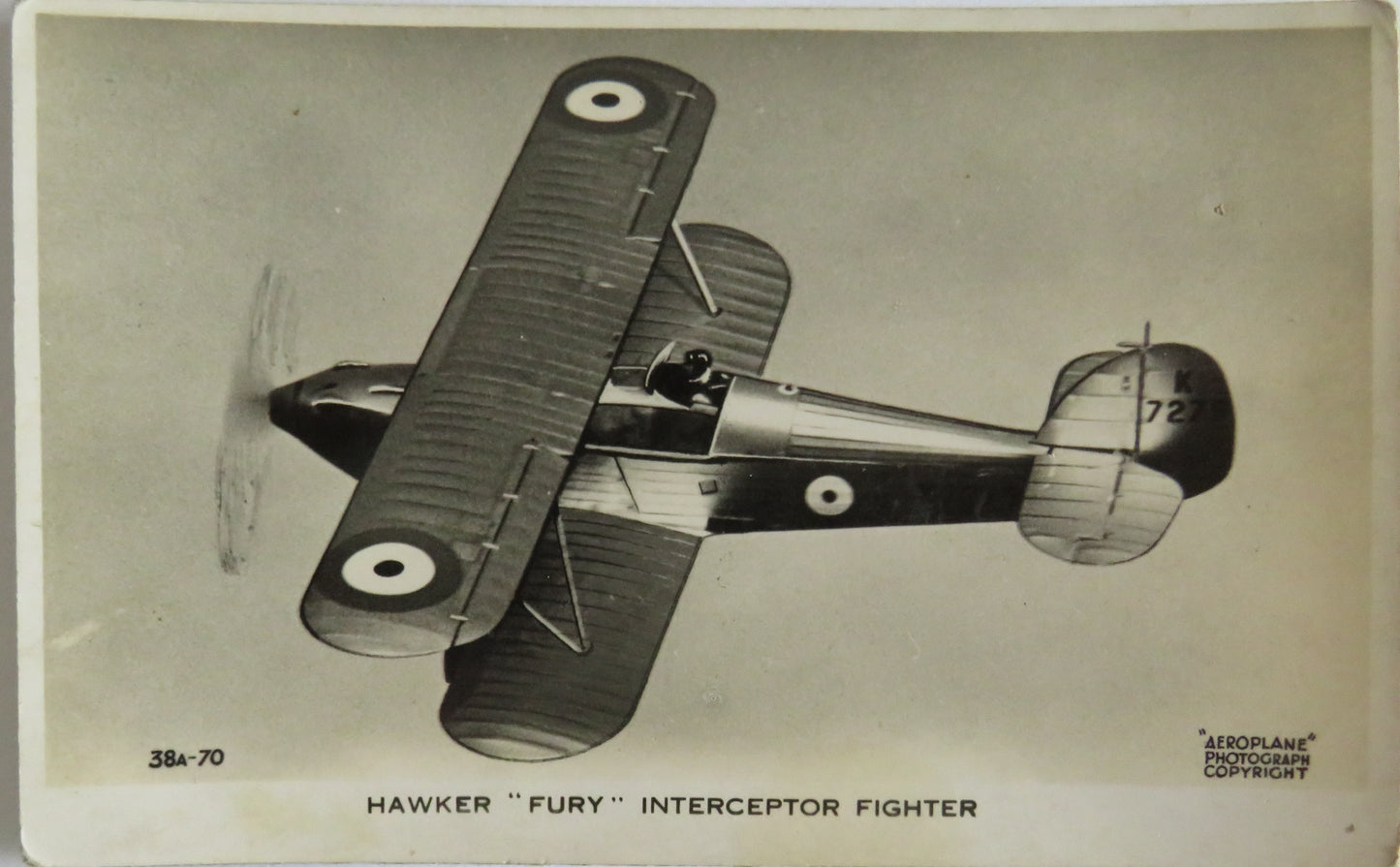 Vintage Aircraft Postcard of Hawker "Fury" Interceptor Fighter