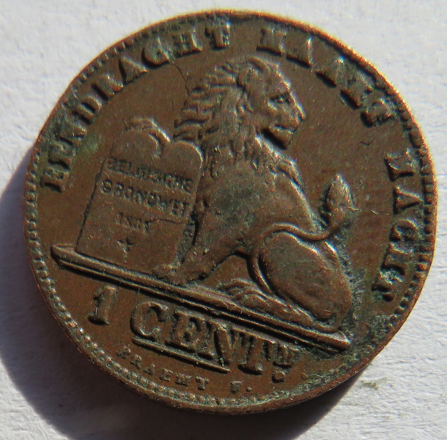 1901 Belgium One Centime Coin